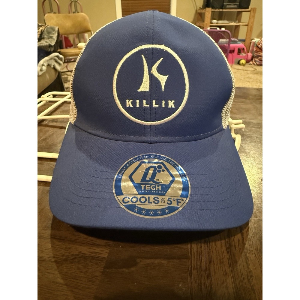 KILLiK Q-Tech Cooling Trucker Hat Blue White Mesh Snapback Hunting Fishing NWT